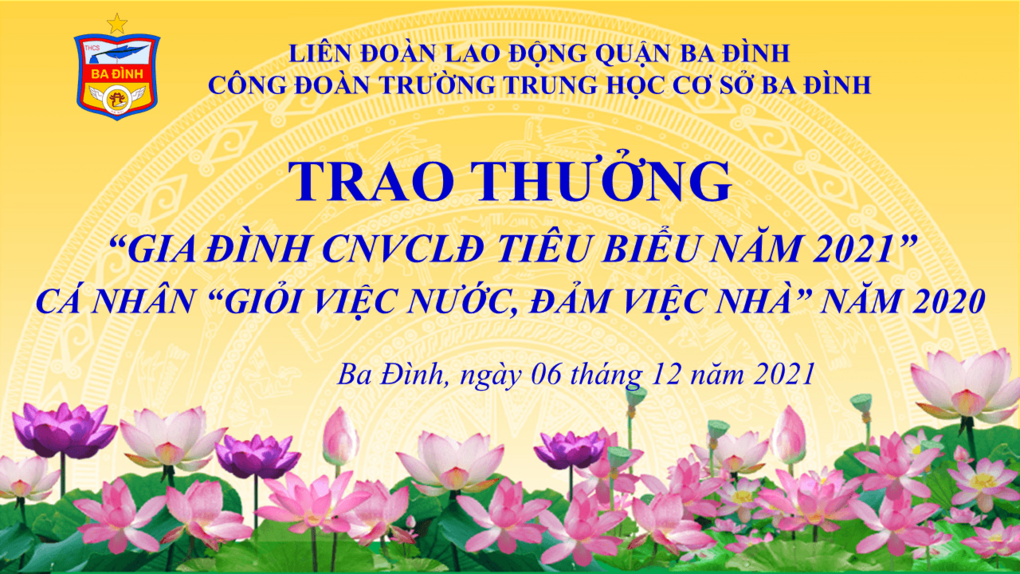 Giáo viên trường THCS Ba Đình  vinh dự nhận danh hiệu “Giỏi việc nước, đảm việc nhà”  năm 2020 và “Gia đình công nhân viên chức tiêu biểu năm 2021”