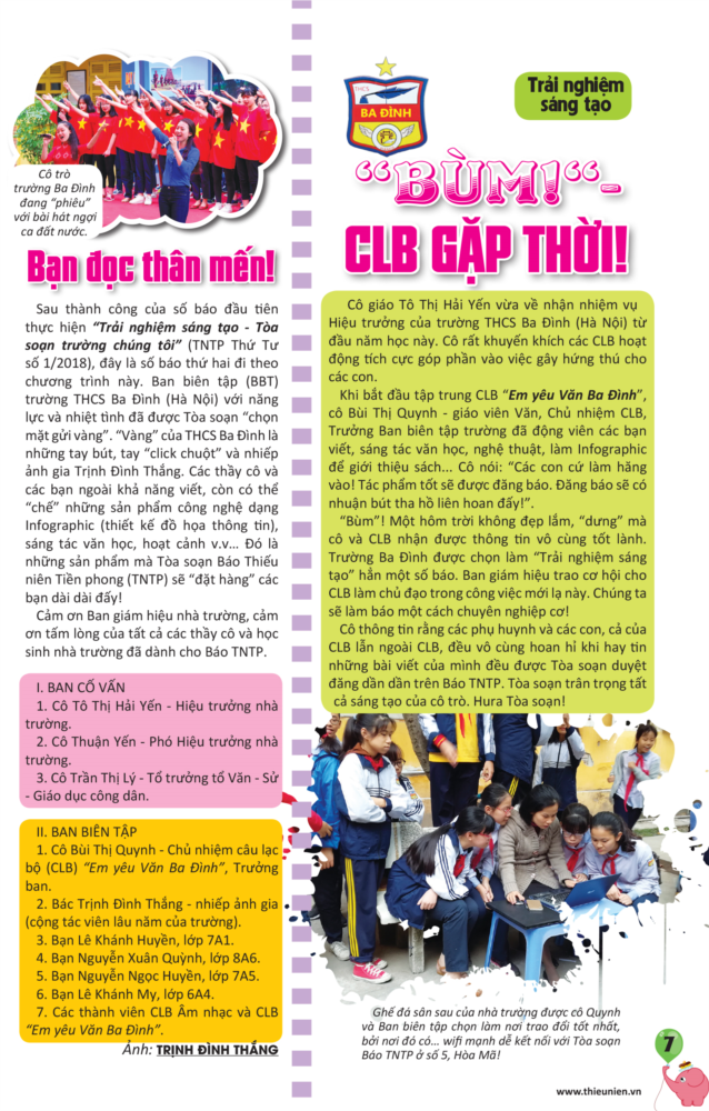 Các bài viết của học sinh trên Báo Thiếu niên Tiền phong