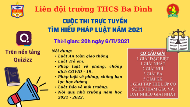 Đội viên Liên đội trường THCS Ba Đình hào hứng tham gia cuộc thi trực tuyến “Tìm hiểu Pháp luật” năm 2021