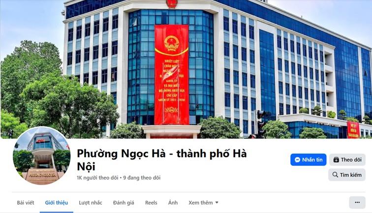 Tuyên truyền trang fanpage chính thức của UBND phường Ngọc Hà, thành phố Hà Nội