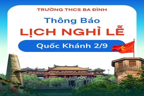 Trường THCS Ba Đình thông báo Lịch nghỉ Lễ Quốc khánh 2/9