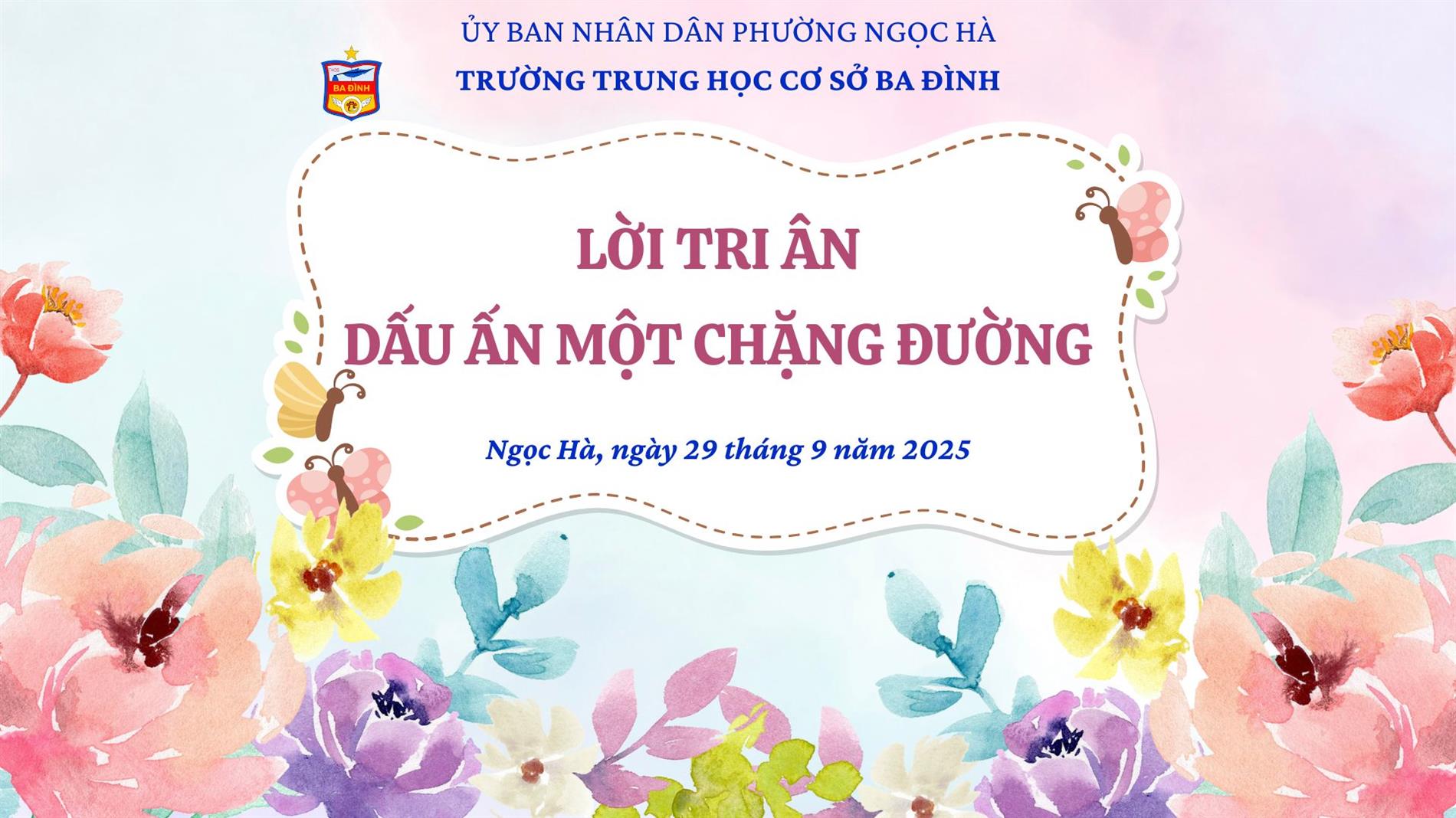 Lời tri ân - Dấu ấn một chặng đường - Cảm xúc của tập thể HĐSP trường THCS Ba Đình tại buổi lễ chia tay nhà giáo Đặng Thị Ngọc Hường - nguyên Hiệu trưởng nhà trường và nhà giáo Phạm Thị Hướng - nguyên giáo viên tổ Xã hội