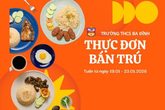Thực đơn bán trú tuần từ ngày 19/01 đến hết ngày 23/01/2026