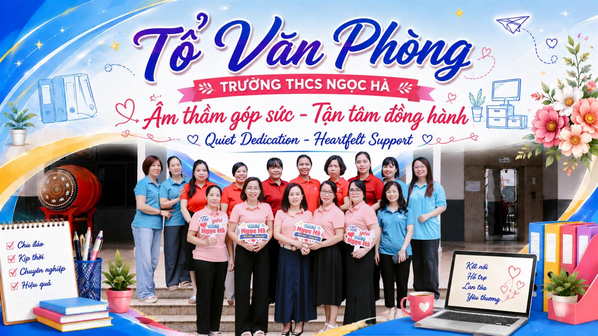 Tổ Văn phòng THCS Ngọc Hà - Âm thầm góp sức, tận tâm đồng hành