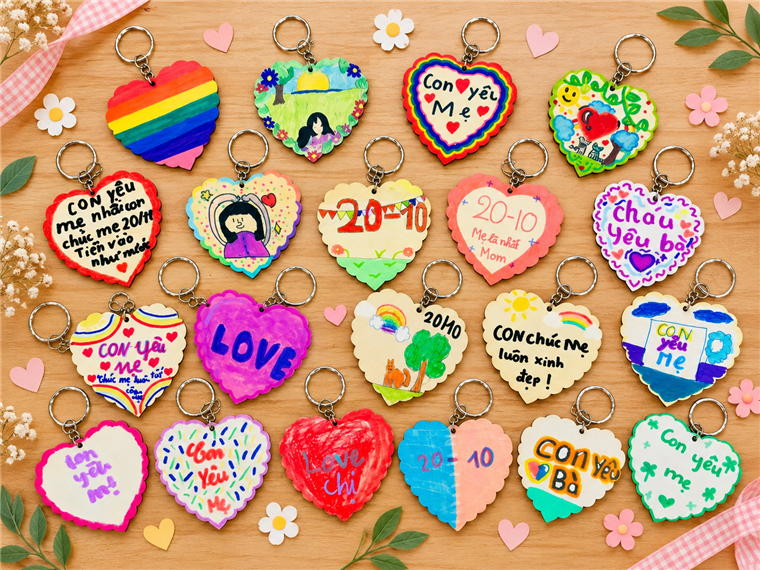 Handmade Mother’s Day Heart Keychains