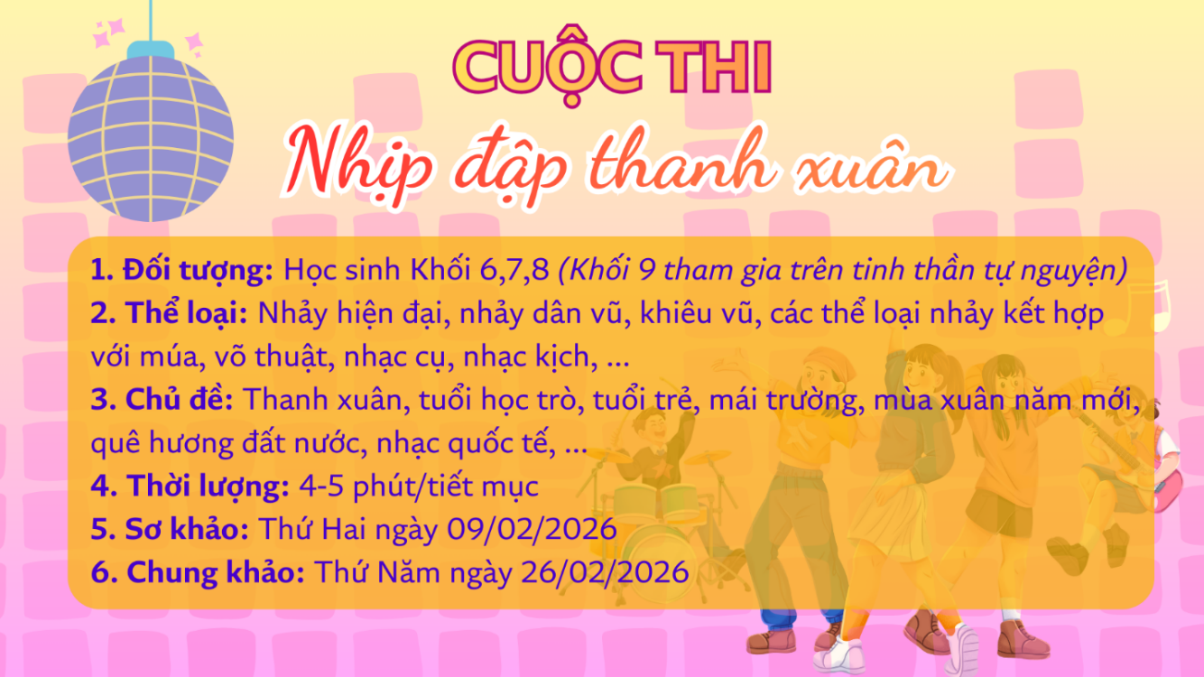 A yellow and pink background with text and people dancingAI-generated content may be incorrect.